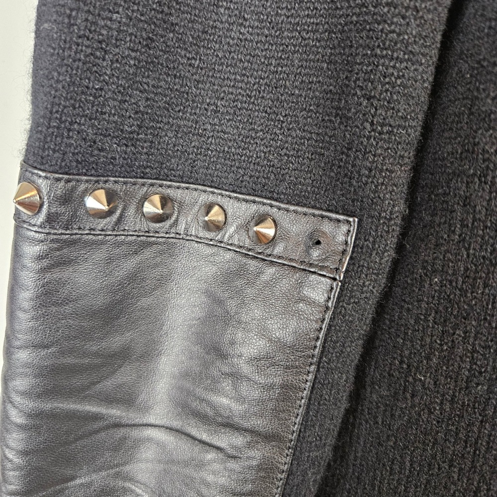 Max&Moi by Lederer cashmere leather open front cardigan with studs black, 38 - Picture 9 of 9